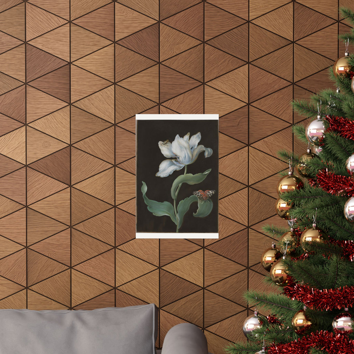 Tulip and Garden Tiger Moth on Black — Barbara Regina Dietzsch (c. 1755)