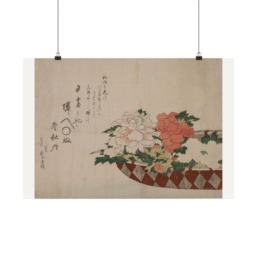 Basket of Peonies — Katsushika Hokusai (c. 1810)
