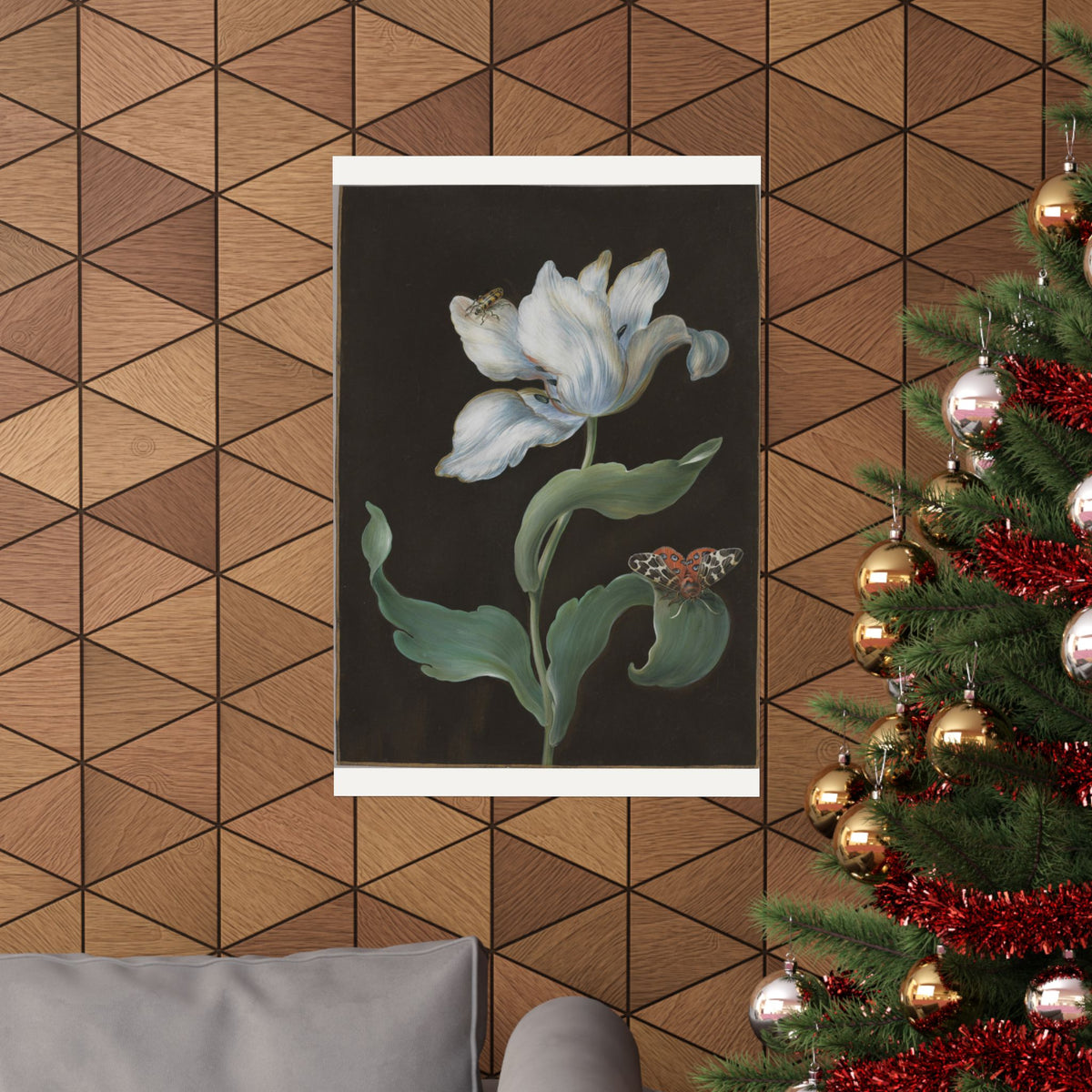 Tulip and Garden Tiger Moth on Black — Barbara Regina Dietzsch (c. 1755)