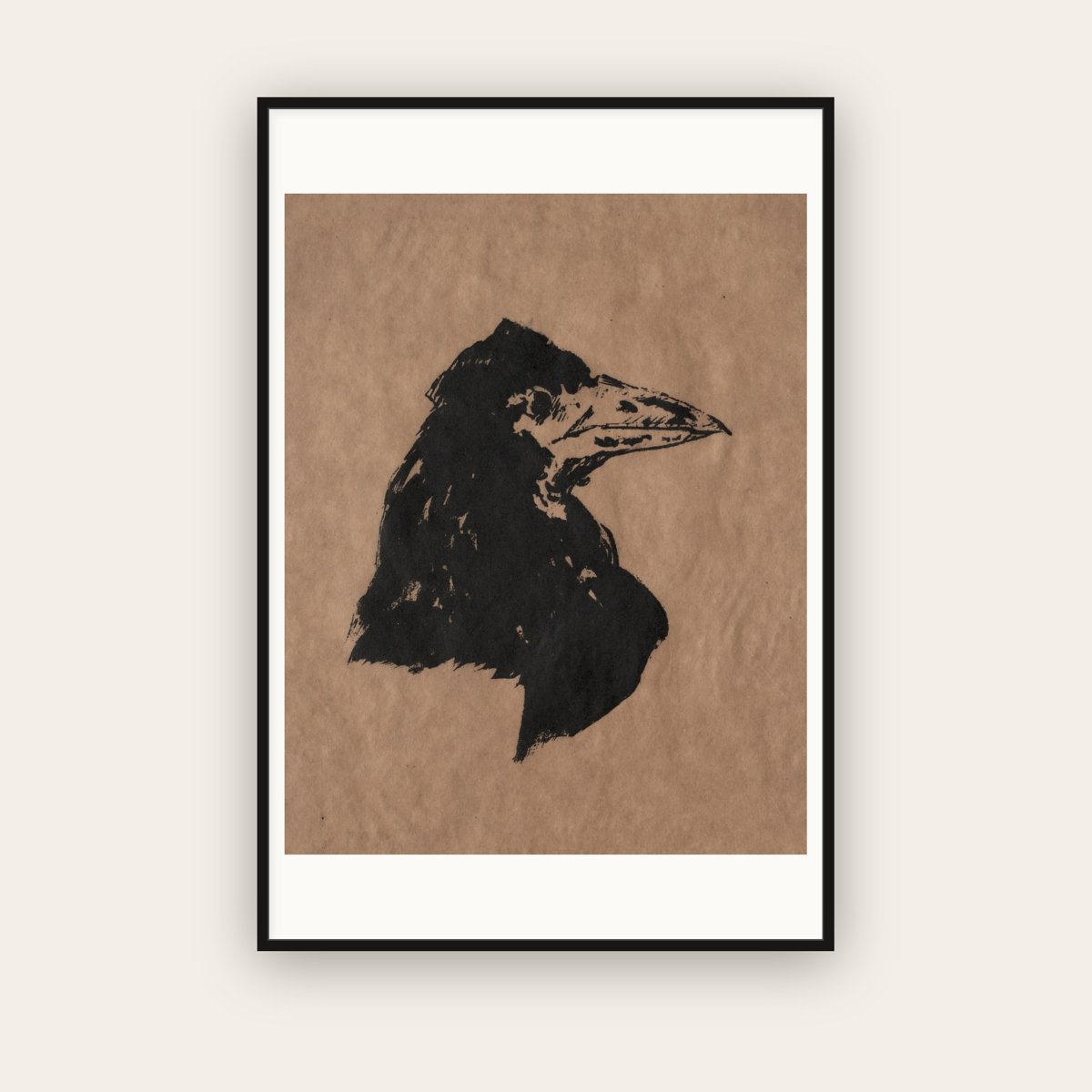 Raven's Head in Profile — Édouard Manet (1875) — framed art print