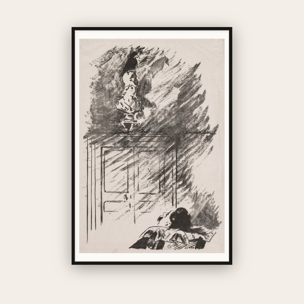Perched upon a Bust of Pallas — Édouard Manet (1875) — framed art print