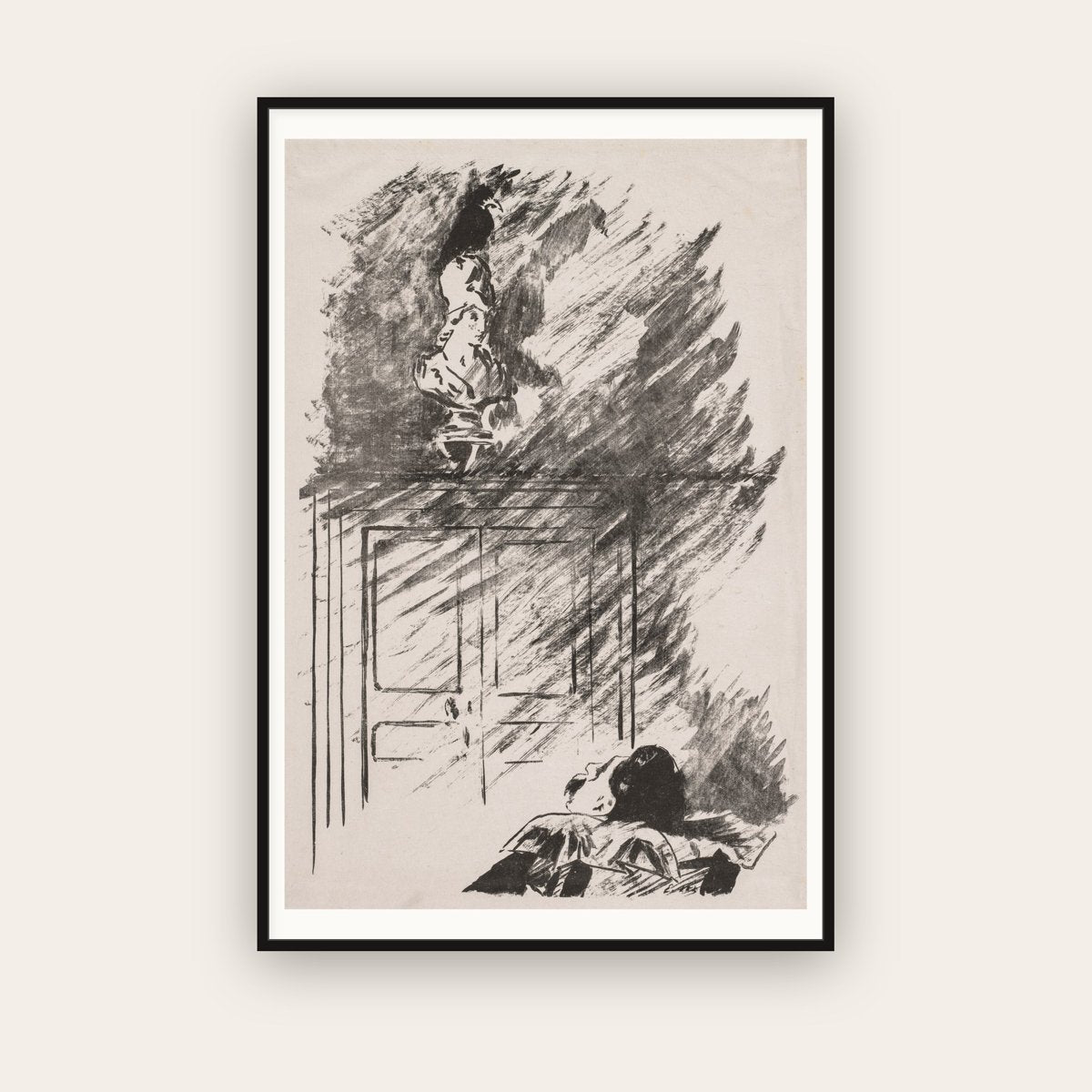 Perched upon a Bust of Pallas — Édouard Manet (1875) — framed art print