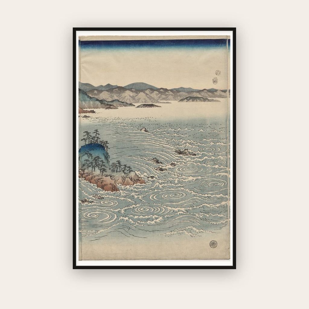 The Whirlpools of Awa at Naruto — Utagawa Hiroshige (1857) — framed art print