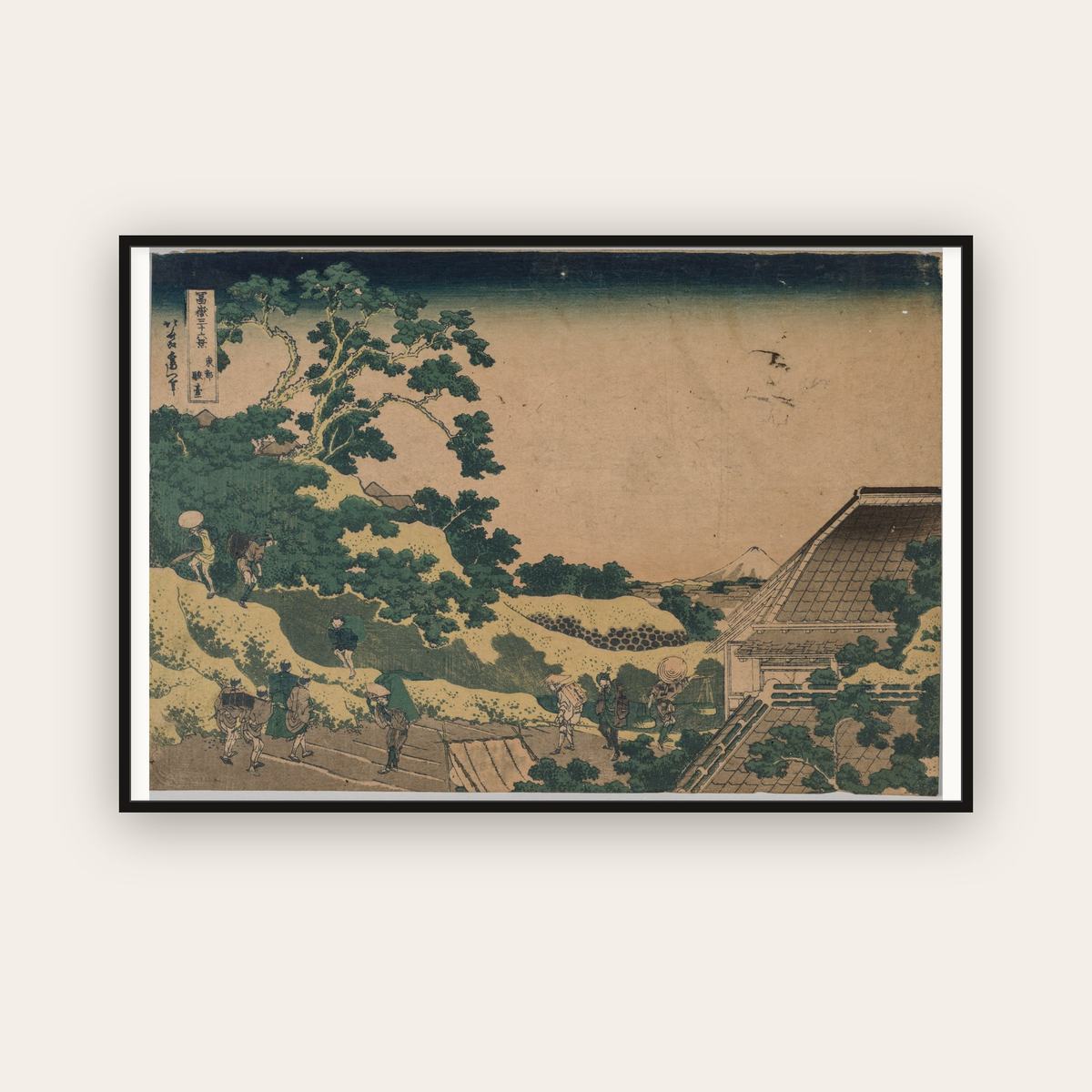 Fuji from Surugadai in Edo — Katsushika Hokusai (c. 1830) — framed art print
