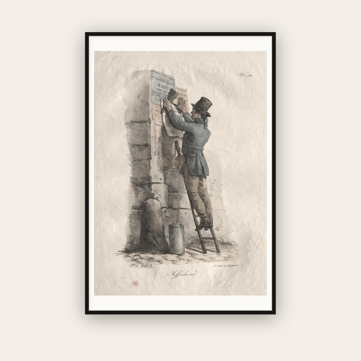 Bill Poster — Carle Vernet (c. 1820) — framed art print