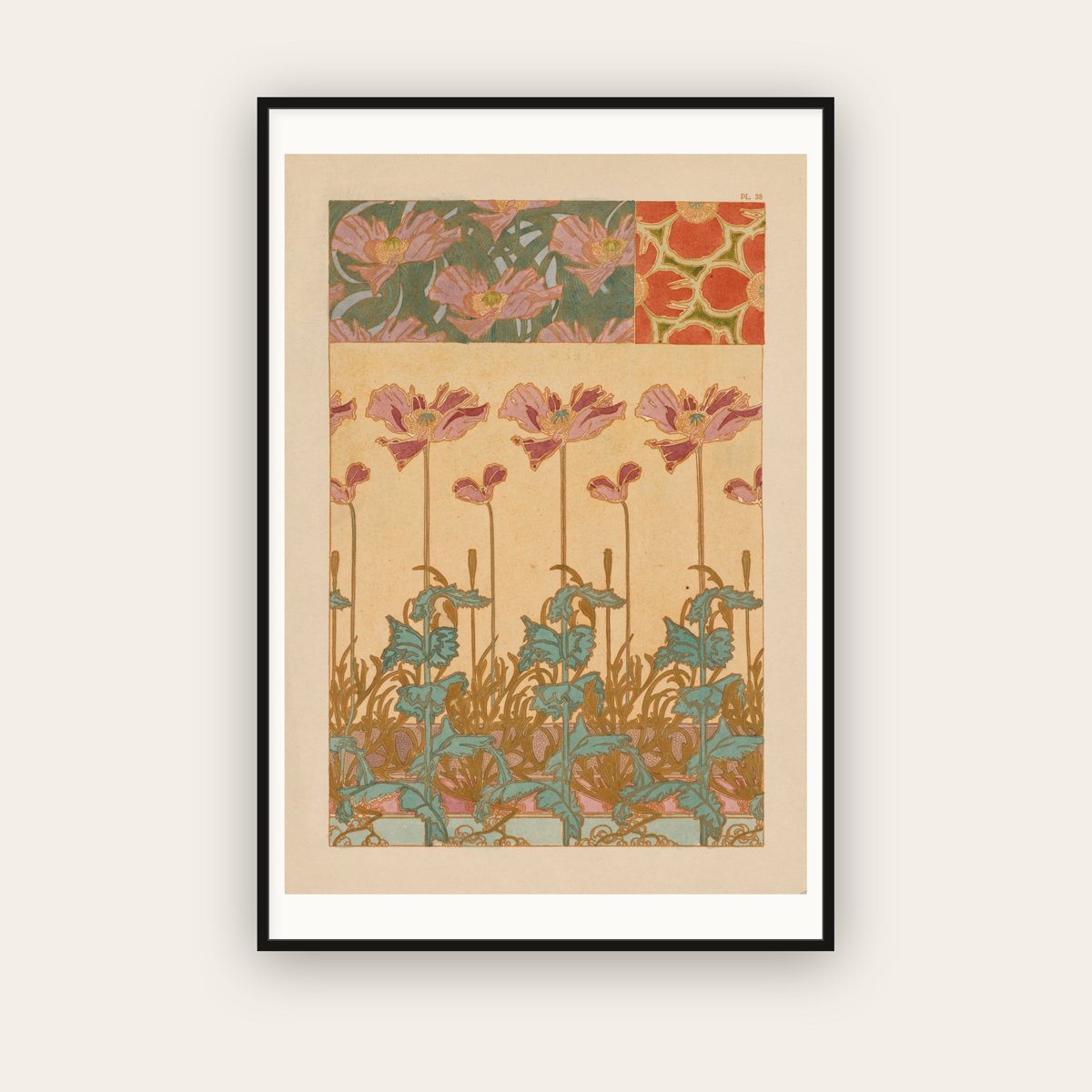 Oriental Poppies — Documents Décoratifs — Alphonse Mucha (1902) — framed art print