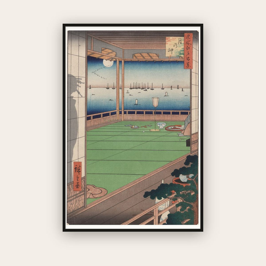 The Moon-Viewing Promontory — Utagawa Hiroshige (1857) — framed art print