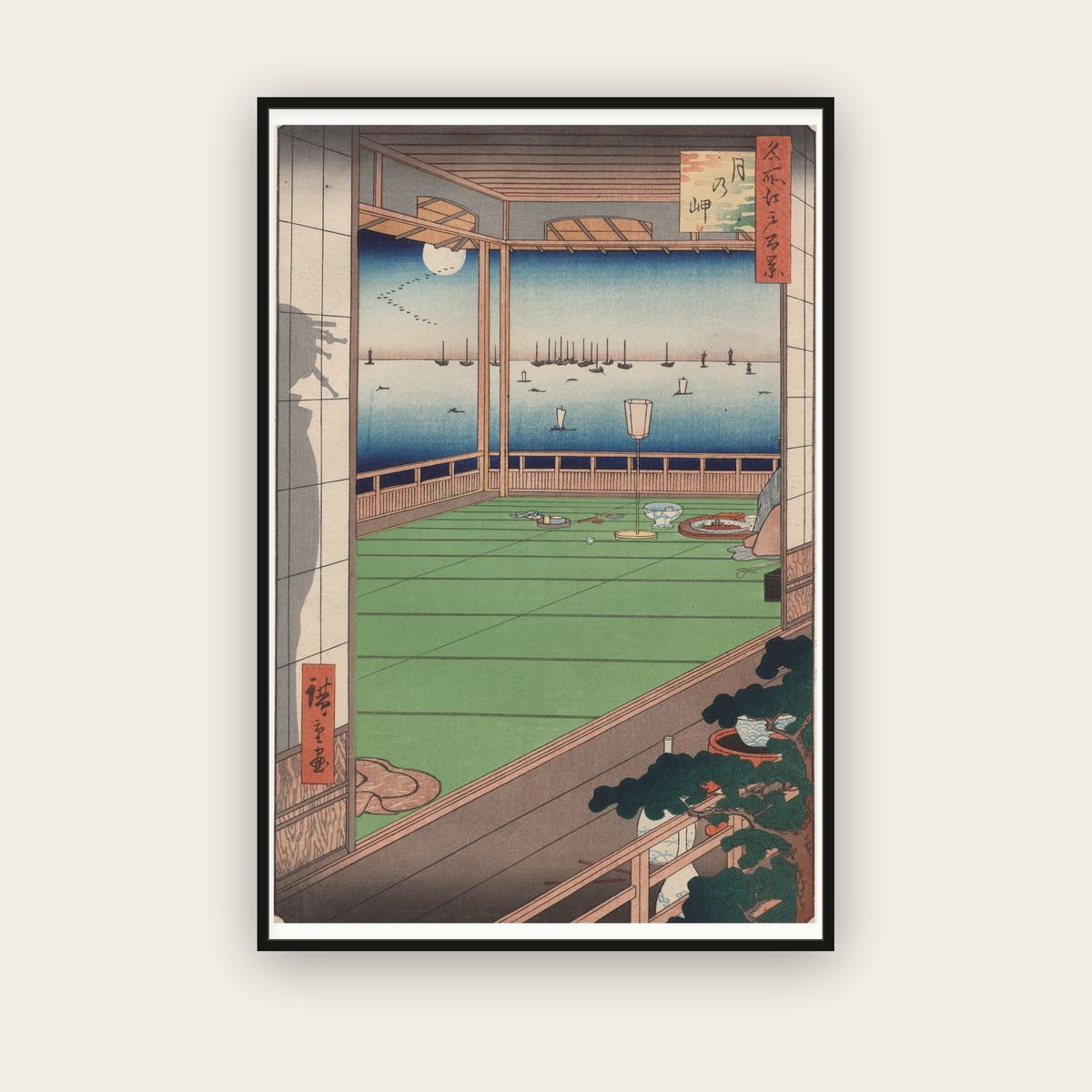 The Moon-Viewing Promontory — Utagawa Hiroshige (1857) — framed art print