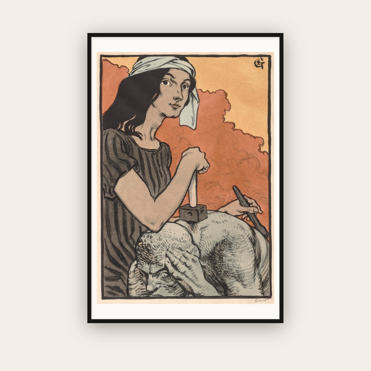 Sculptress — Eugène Grasset (1897) — framed art print