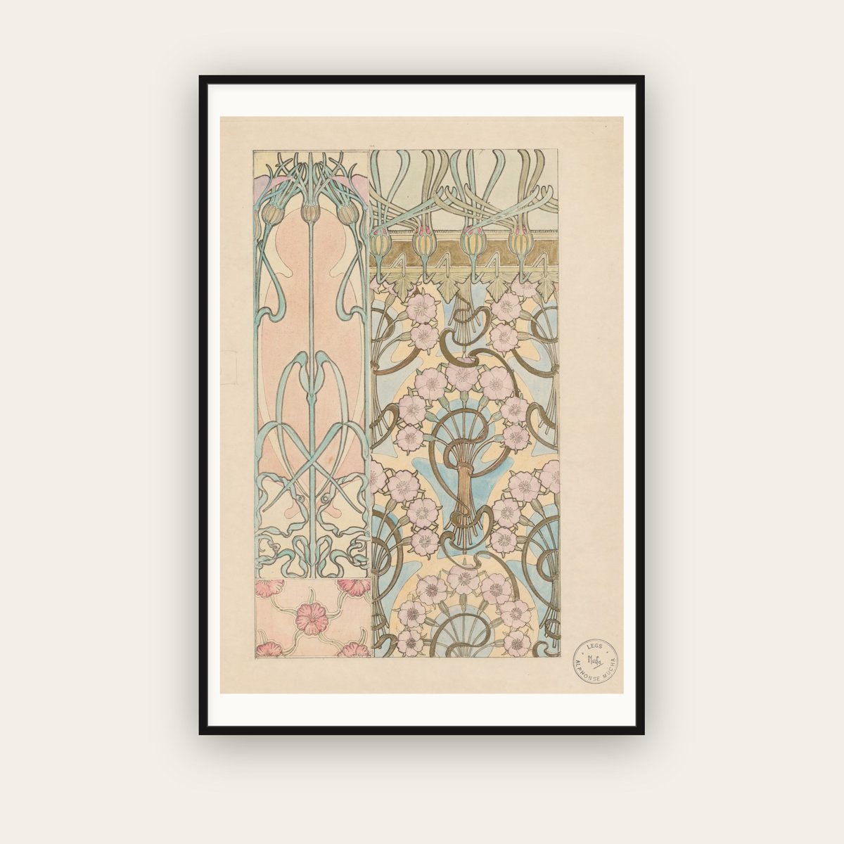 Art Nouveau Ornament — Documents Décoratifs — Alphonse Mucha (1902) — framed art print