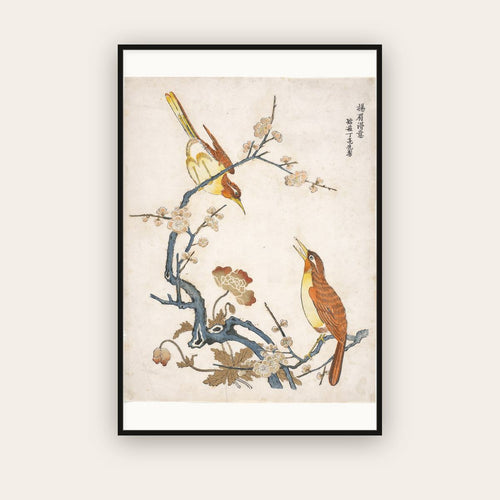 Birds on Plum Branches — Chinese, Qing dynasty (c. 1725) — framed art print