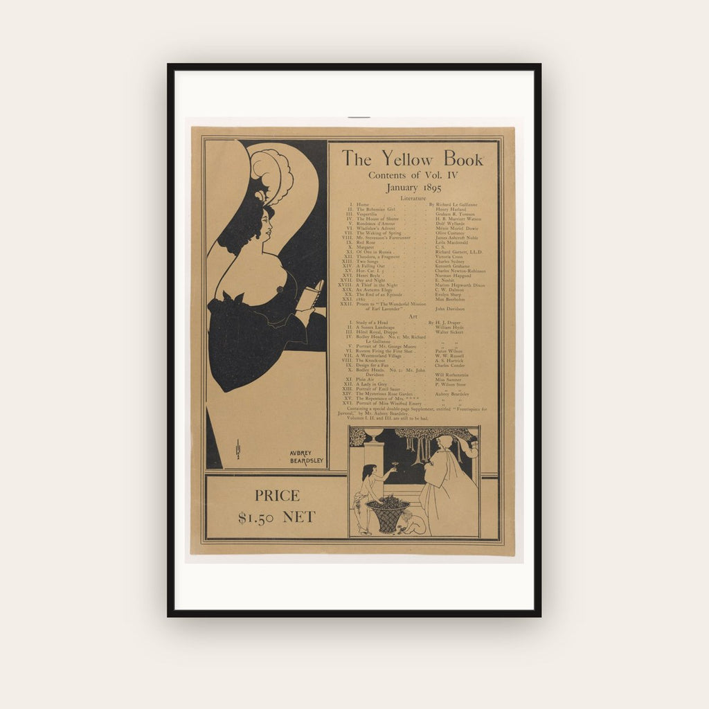 Poster for The Yellow Book, Volume IV — Aubrey Beardsley (1895) — framed art print
