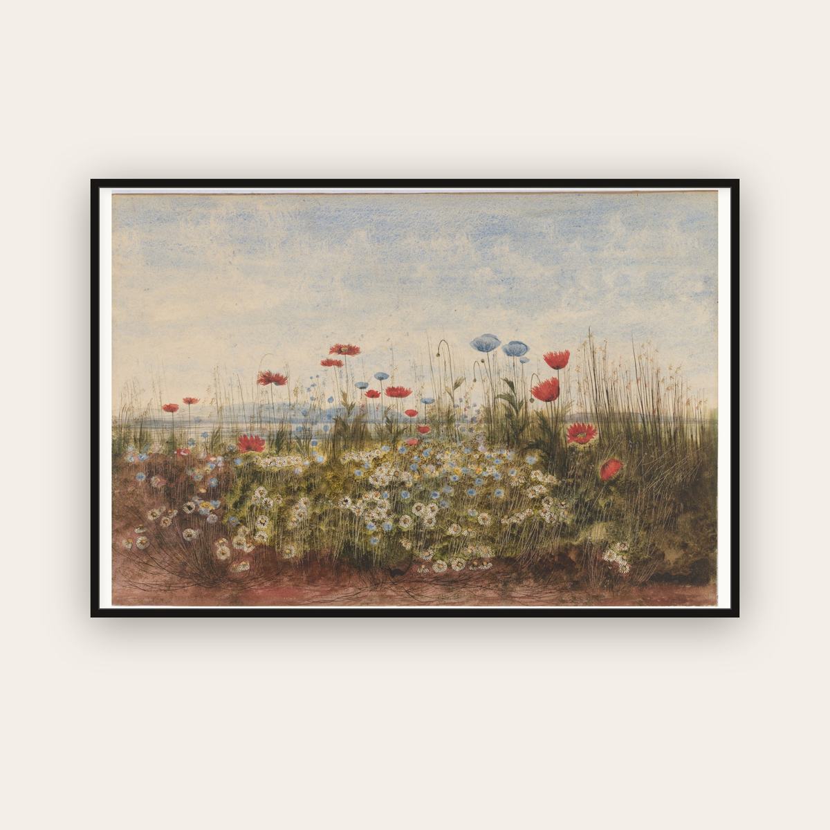 Bank of Wildflowers — Andrew Nicholl (c. 1835) — framed art print